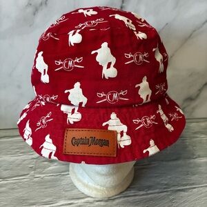 Captain Morgan Red & White Patterned 100% Cotton Bucket Hat Unisex